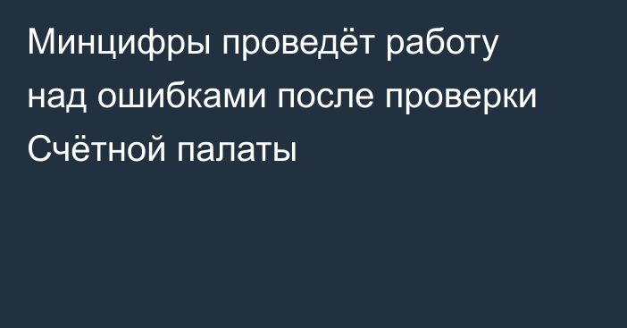 Минцифры проведёт работу над ошибками после проверки Счётной палаты