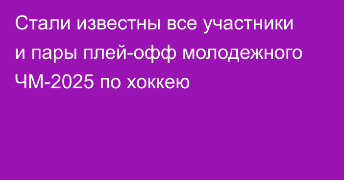 Стали известны все участники и пары плей-офф молодежного ЧМ-2025 по хоккею