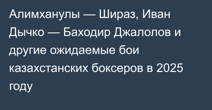 Алимханулы — Шираз, Иван Дычко — Баходир Джалолов и другие ожидаемые бои казахстанских боксеров в 2025 году