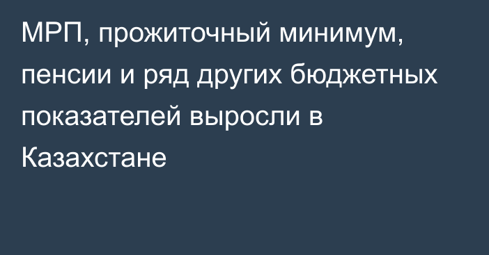 МРП, прожиточный минимум, пенсии и ряд других бюджетных показателей выросли в Казахстане