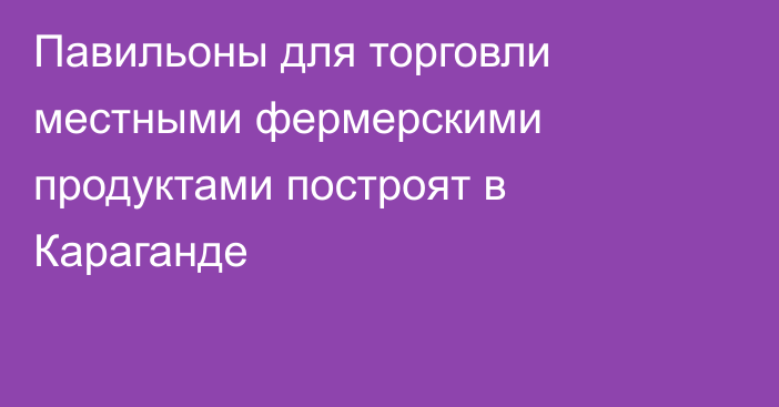 Павильоны для торговли местными фермерскими продуктами построят в Караганде