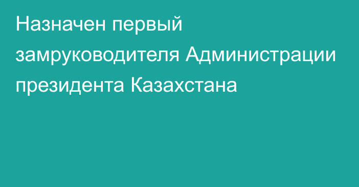 Назначен первый замруководителя Администрации президента Казахстана