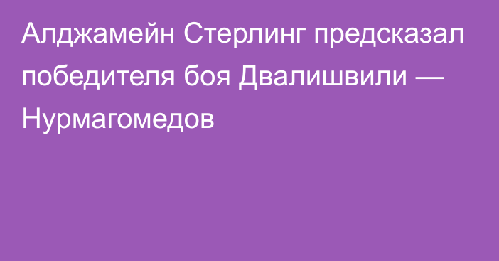 Алджамейн Стерлинг предсказал победителя боя Двалишвили — Нурмагомедов