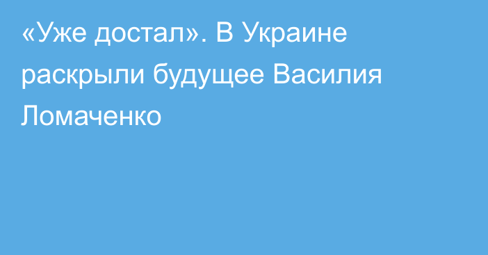 «Уже достал». В Украине раскрыли будущее Василия Ломаченко