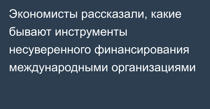 Экономисты рассказали, какие бывают инструменты несуверенного финансирования международными организациями