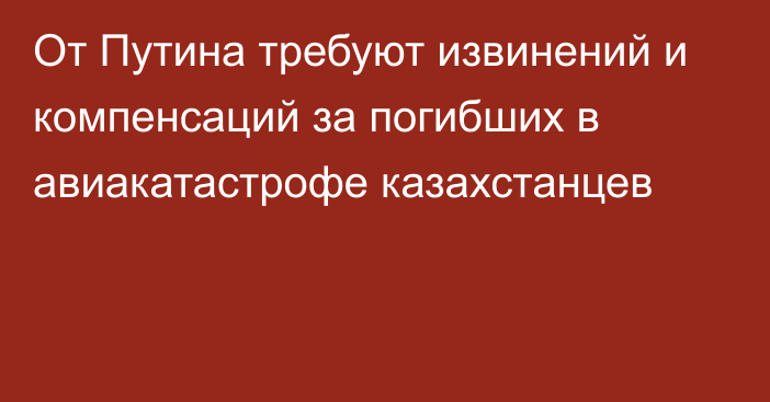 От Путина требуют извинений и компенсаций за погибших в авиакатастрофе казахстанцев