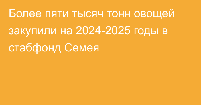 Более пяти тысяч тонн овощей закупили на  2024-2025 годы в стабфонд Семея