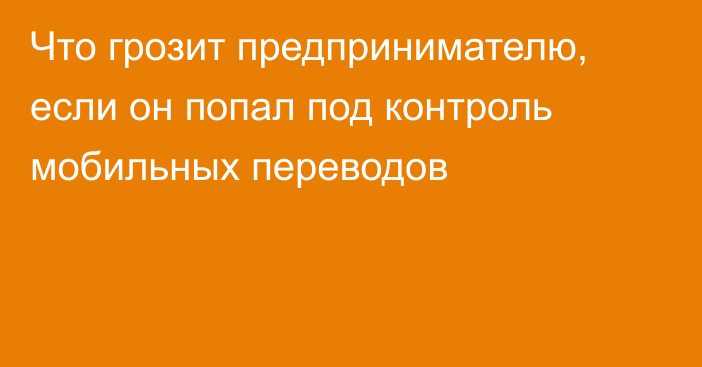 Что грозит предпринимателю, если он попал под контроль мобильных переводов