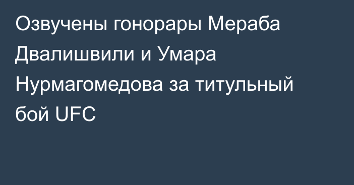 Озвучены гонорары Мераба Двалишвили и Умара Нурмагомедова за титульный бой UFC