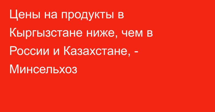 Цены на продукты в Кыргызстане ниже, чем в России и Казахстане, - Минсельхоз