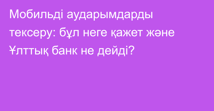 Мобильді аударымдарды тексеру: бұл неге қажет және Ұлттық банк не дейді?