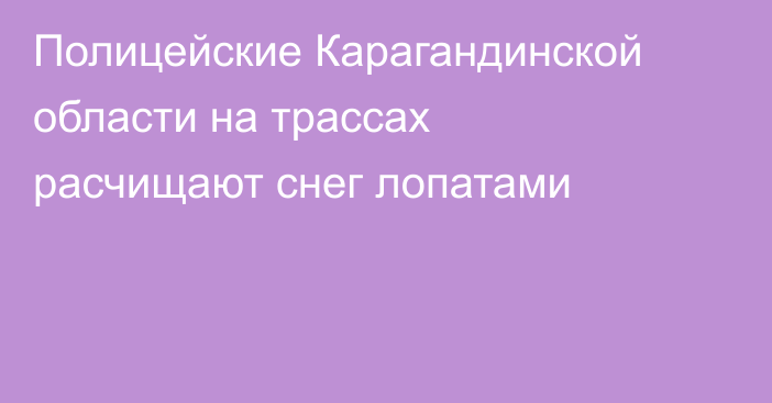 Полицейские Карагандинской области на трассах расчищают снег лопатами