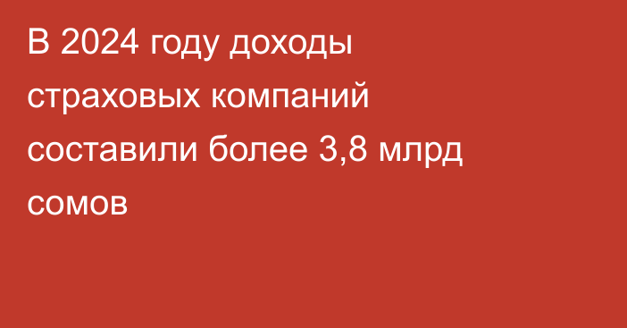 В 2024 году доходы страховых компаний составили более 3,8 млрд сомов