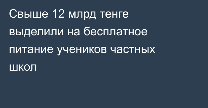 Свыше 12 млрд тенге выделили на бесплатное питание учеников частных школ