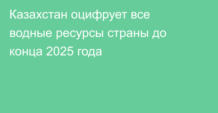 Казахстан оцифрует все водные ресурсы страны до конца 2025 года