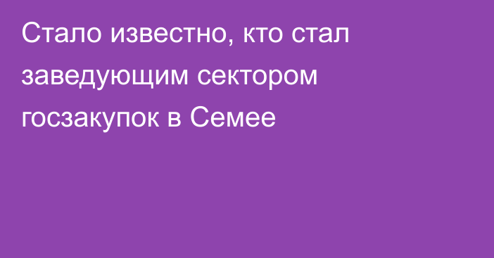 Стало известно, кто стал заведующим сектором госзакупок в Семее