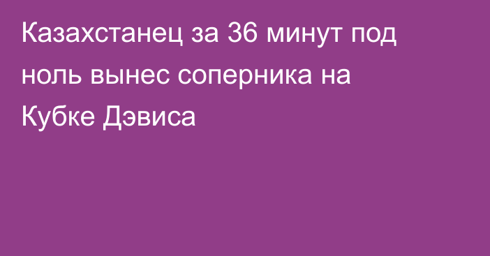 Казахстанец за 36 минут под ноль вынес соперника на Кубке Дэвиса