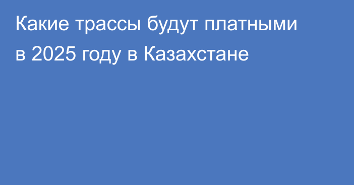 Какие трассы будут платными в 2025 году в Казахстане