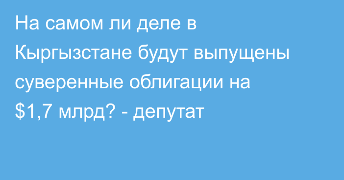 На самом ли деле в Кыргызстане будут выпущены суверенные облигации на $1,7 млрд? - депутат
