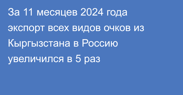 За 11 месяцев 2024 года экспорт всех видов очков из Кыргызстана в Россию увеличился в 5 раз