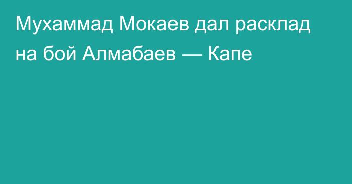 Мухаммад Мокаев дал расклад на бой Алмабаев — Капе