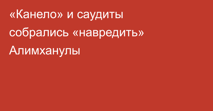 «Канело» и саудиты собрались «навредить» Алимханулы