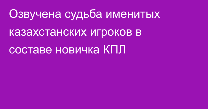 Озвучена судьба именитых казахстанских игроков в составе новичка КПЛ