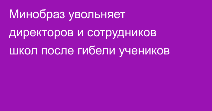 Минобраз увольняет директоров и сотрудников школ после гибели учеников