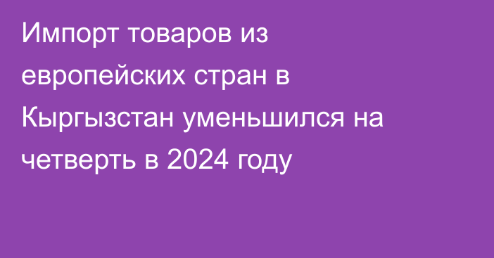 Импорт товаров из европейских стран в Кыргызстан уменьшился на четверть в 2024 году