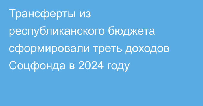 Трансферты из республиканского бюджета сформировали треть доходов Соцфонда в 2024 году