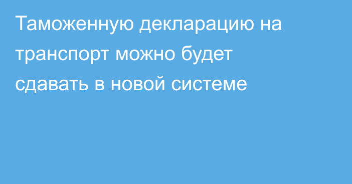 Таможенную декларацию на транспорт можно будет сдавать в новой системе