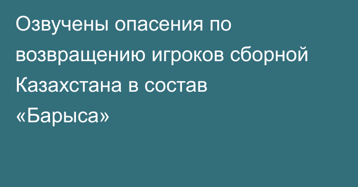 Озвучены опасения по возвращению игроков сборной Казахстана в состав «Барыса»