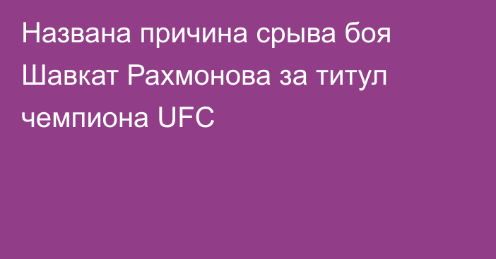 Названа причина срыва боя Шавкат Рахмонова за титул чемпиона UFC