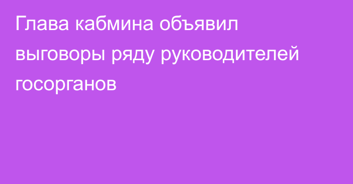 Глава кабмина объявил выговоры ряду руководителей госорганов