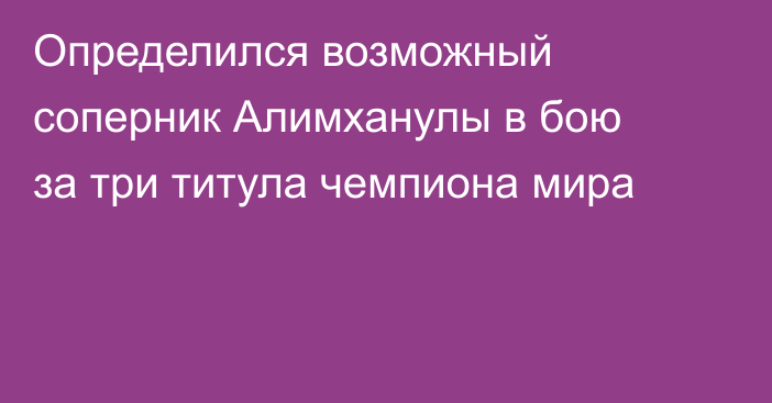Определился возможный соперник Алимханулы в бою за три титула чемпиона мира