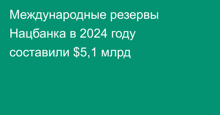Международные резервы Нацбанка в 2024 году составили $5,1 млрд