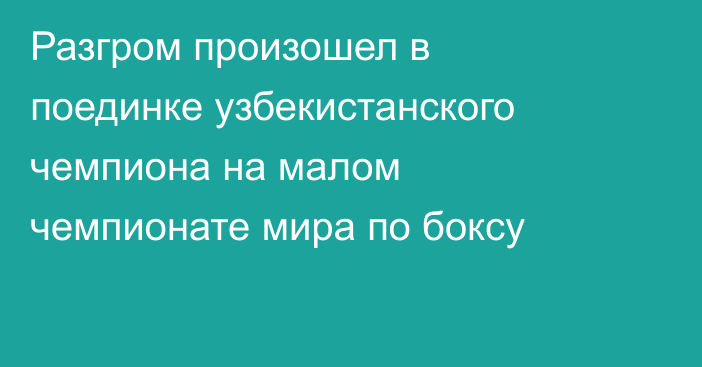 Разгром произошел в поединке узбекистанского чемпиона на малом чемпионате мира по боксу