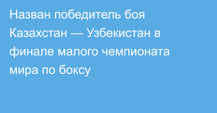 Назван победитель боя Казахстан — Узбекистан в финале малого чемпионата мира по боксу