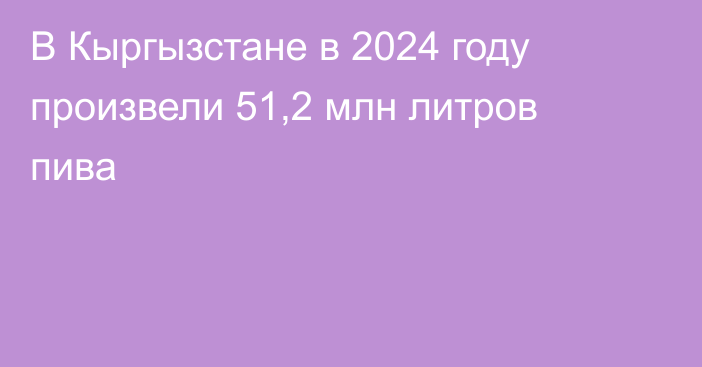 В Кыргызстане в 2024 году произвели 51,2 млн литров пива