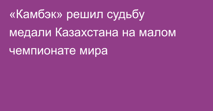 «Камбэк» решил судьбу медали Казахстана на малом чемпионате мира