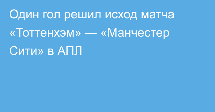 Один гол решил исход матча «Тоттенхэм» — «Манчестер Сити» в АПЛ