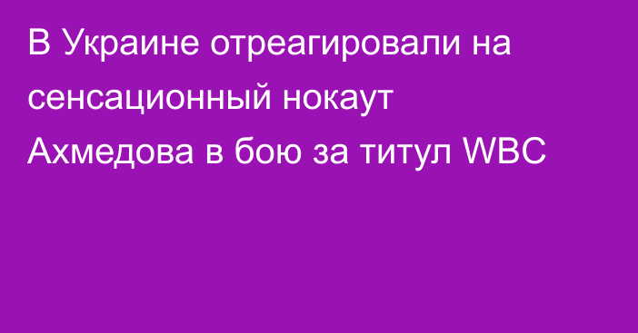 В Украине отреагировали на сенсационный нокаут Ахмедова в бою за титул WBC