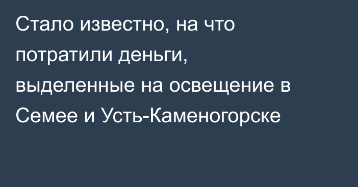 Стало известно, на что потратили деньги, выделенные на освещение в Семее и Усть-Каменогорске