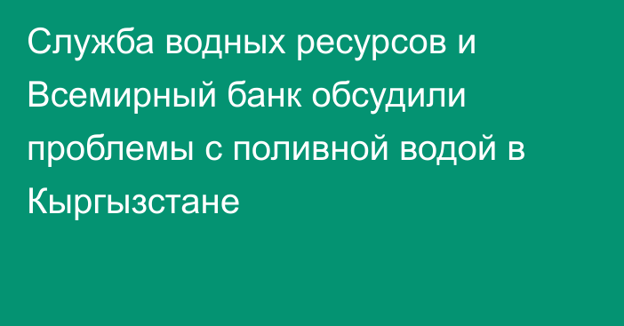 Служба водных ресурсов и Всемирный банк обсудили проблемы с поливной водой в Кыргызстане