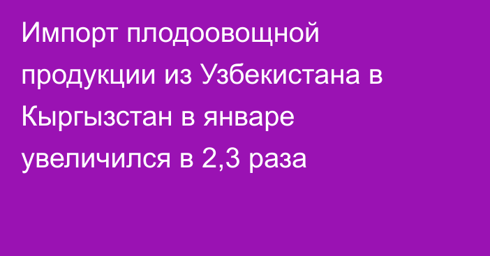 Импорт плодоовощной продукции из Узбекистана в Кыргызстан в январе увеличился в 2,3 раза