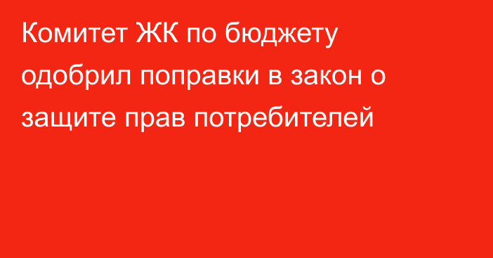 Комитет ЖК по бюджету одобрил поправки в закон о защите прав потребителей