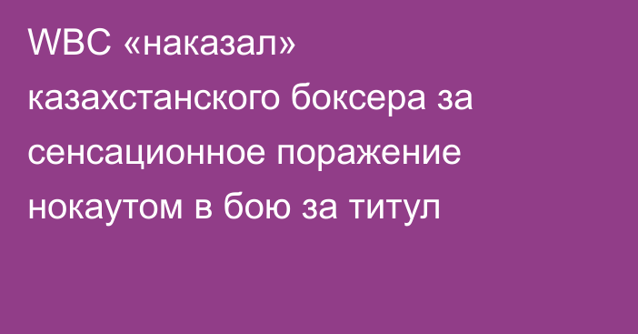 WBC «наказал» казахстанского боксера за сенсационное поражение нокаутом в бою за титул