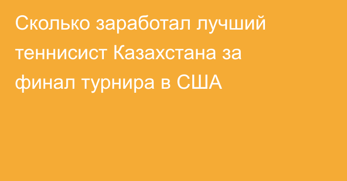 Сколько заработал лучший теннисист Казахстана за финал турнира в США