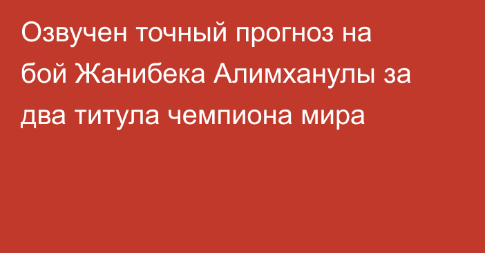 Озвучен точный прогноз на бой Жанибека Алимханулы за два титула чемпиона мира
