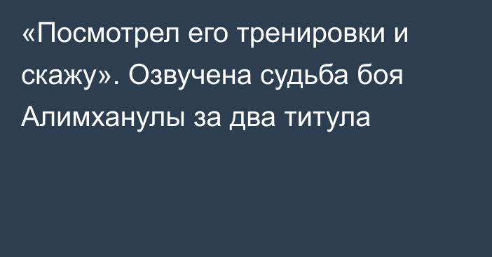 «Посмотрел его тренировки и скажу». Озвучена судьба боя Алимханулы за два титула